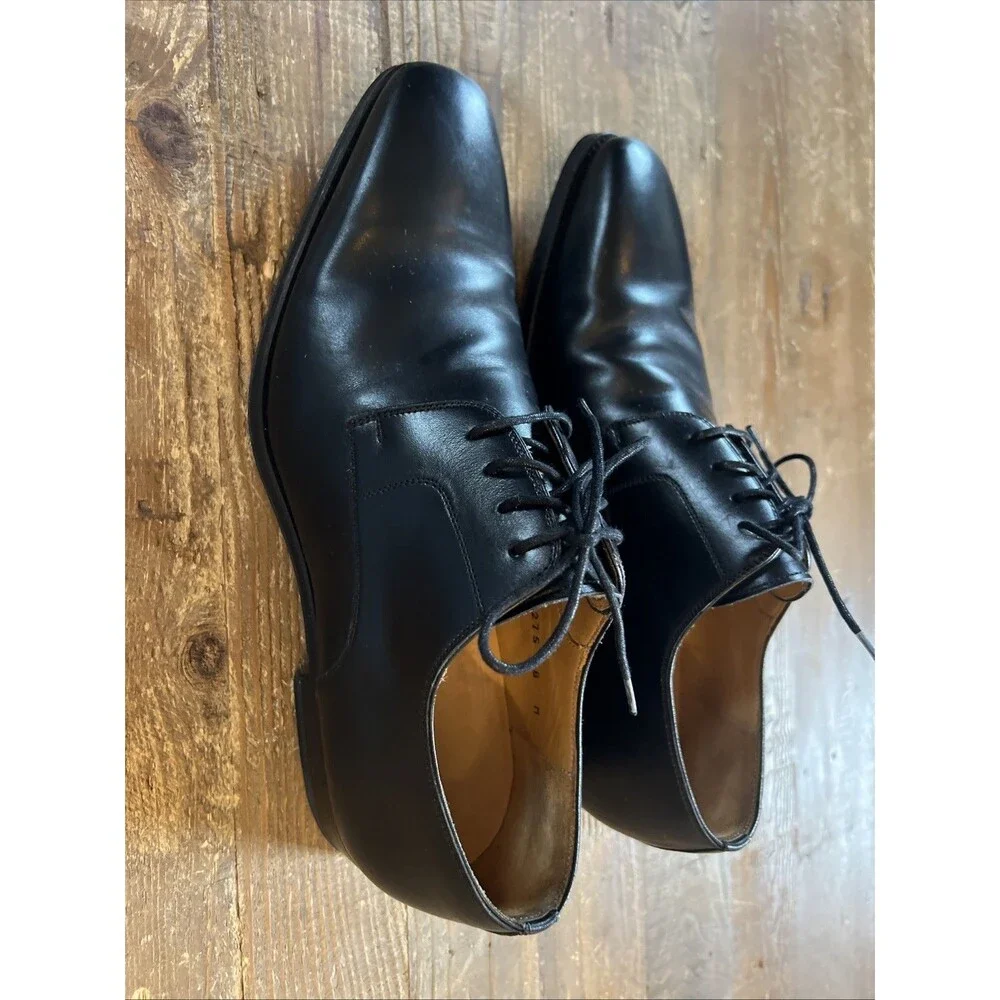 Magnanni Colo Plain Toe Oxford Derby Dress Shoe Black Leather Men's Size 8 M